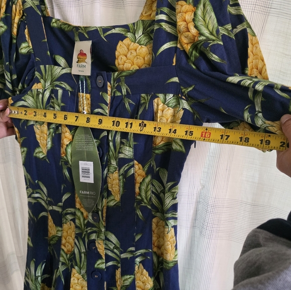 FARM Rio Navy Pineapple Print Dress Summer Mini Floral - Picture 3 of 5